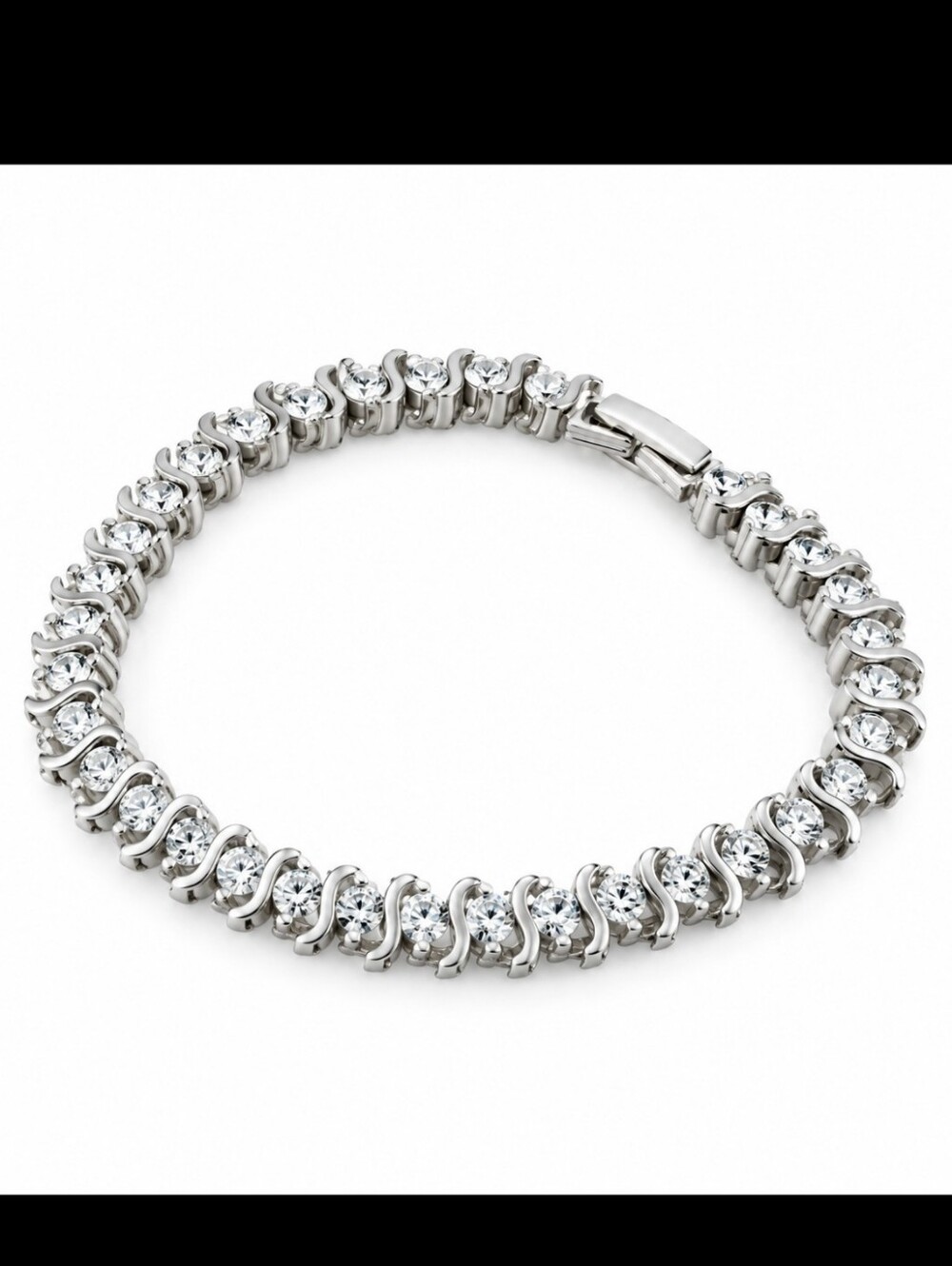 Classic Silver-Tone Crystal Tennis Bracelet - Clear